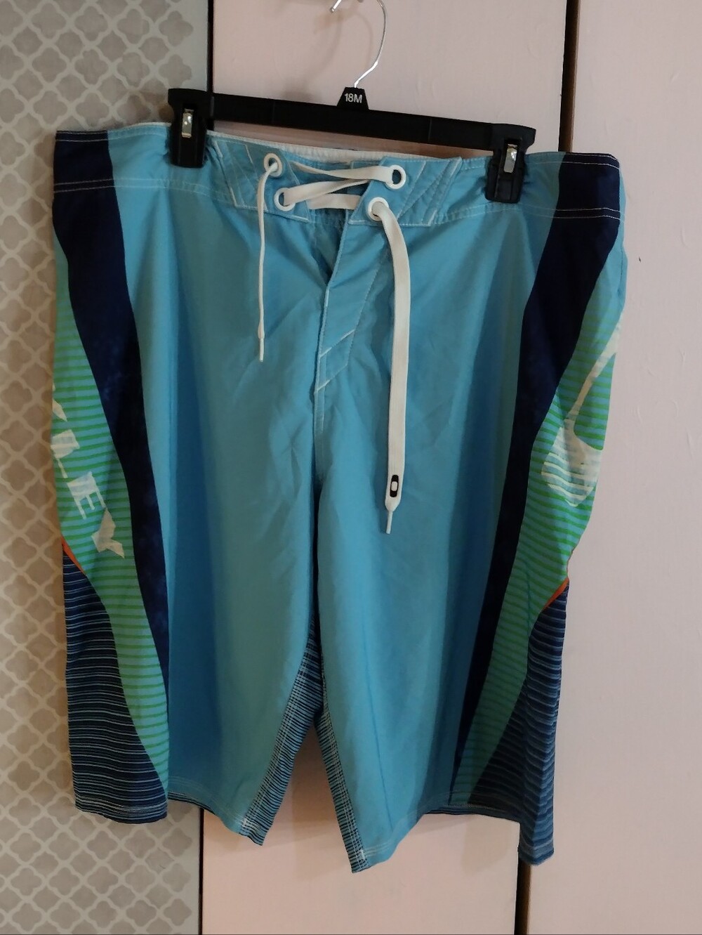 Oakley Light Blue Teal Navy Men's Swim Trunks